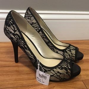 Black & White Lace Pumps